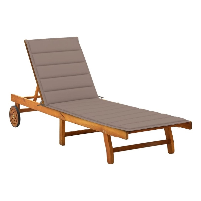 vidaXL Solid Acacia Wood Sun Lounger in Taupe