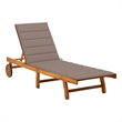vidaXL Solid Acacia Wood Sun Lounger in Taupe