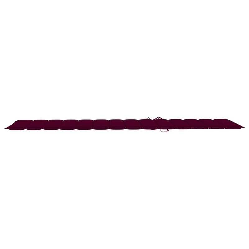 vidaXL Natural Wood Sun Lounger in Wine Red Cushions