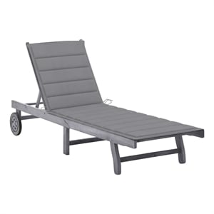 vidaXL 78.7&quot Solid Acacia Wood Sun Lounger in Gray