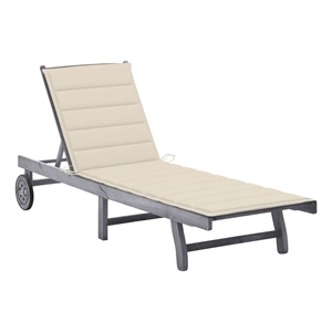 vidaXL Large Height-Adjustable Solid Acacia Wood Sun Lounger in Gray