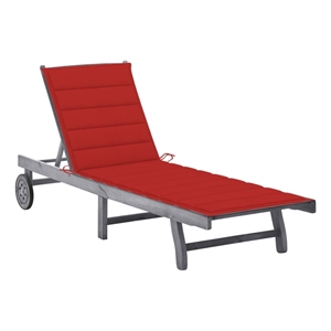 vidaXL Solid Acacia Wood Sun Lounger w/ Adjustable Footrests in Gray
