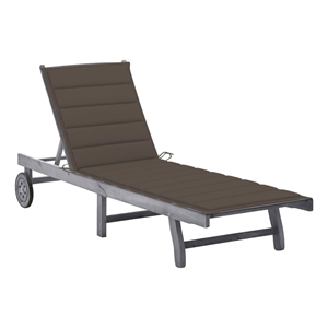 vidaXL 78.7&quot Solid Acacia Wood Sun Lounger in Gray
