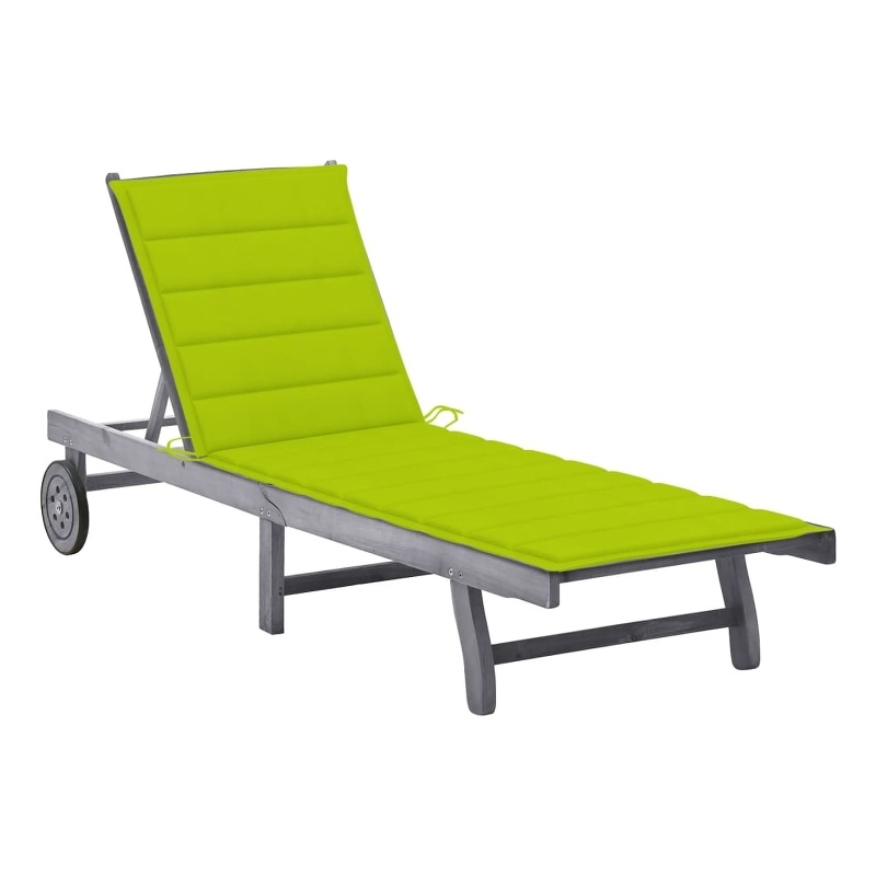 vidaXL Large Solid Acacia Wood Sun Lounger in Gray