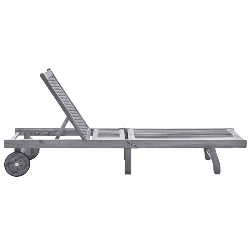 vidaXL Solid Acacia Wood Sun Lounger in Gray
