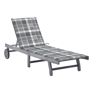 vidaXL 78.7&quot Solid Acacia Wood Sun Lounger in Gray