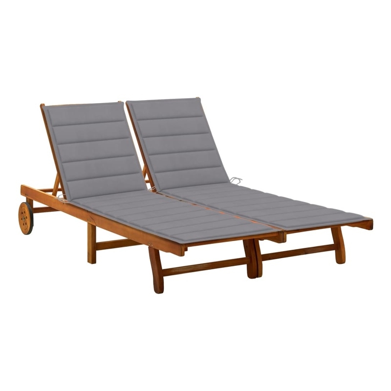 vidaXL Solid Acacia Wood Sun Lounger in Brown