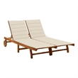 vidaXL Solid Acacia Wood Sun Lounger in Cream