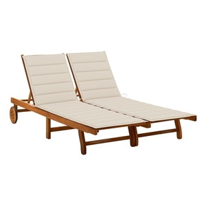vidaXL Solid Acacia Wood 2-Person Sun Lounger with Cushions