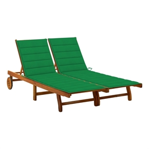 vidaXL Large Solid Acacia Wood Sun Lounger in Brown