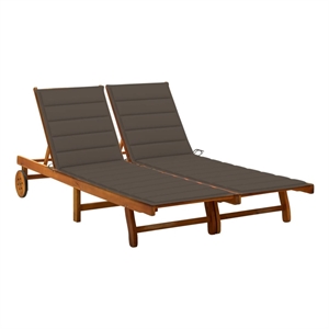 vidaXL Large Solid Acacia Wood Sun Lounger in Brown