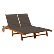 vidaXL Large Solid Acacia Wood Sun Lounger in Brown