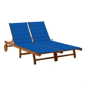 vidaXL Sun Lounger in Blue Cushions