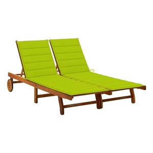 vidaXL 2-Person Solid Acacia Wood Sun Lounger in Green