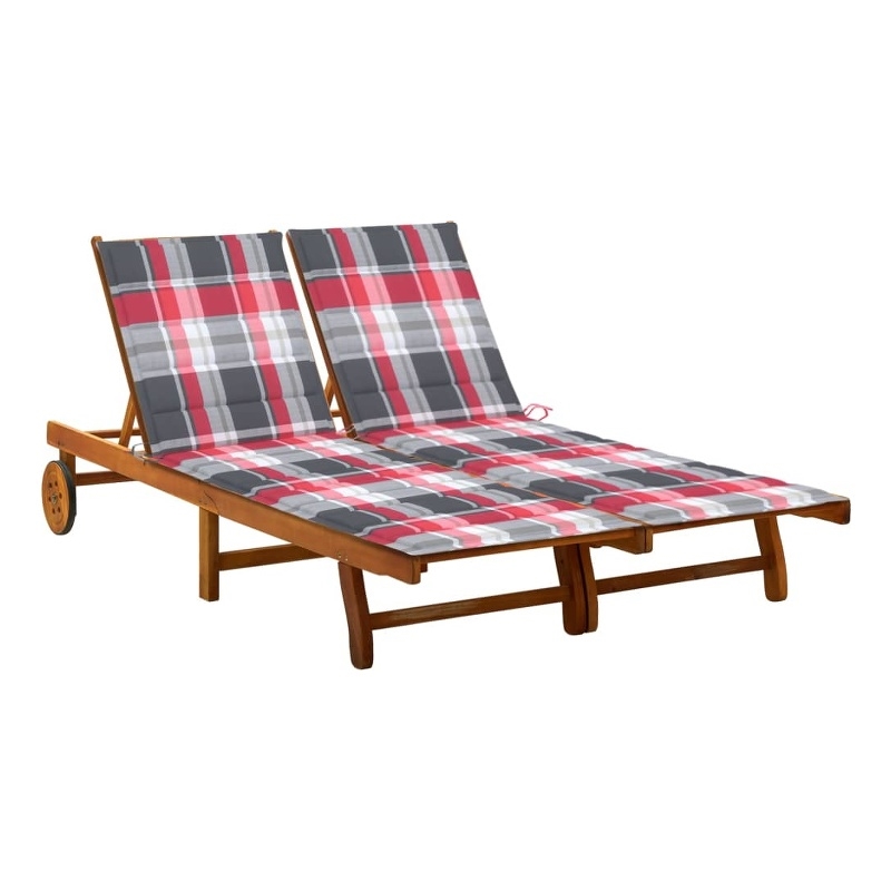 vidaXL Double Solid Acacia Wood Sun Lounger in Brown