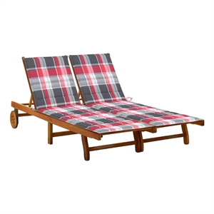vidaXL Double Solid Acacia Wood Sun Lounger in Brown
