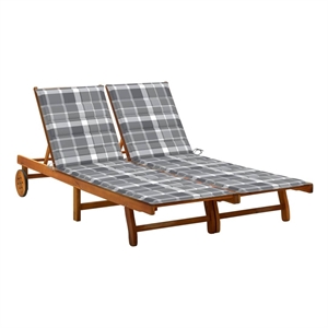 vidaXL Large Solid Acacia Wood Sun Lounger in Gray
