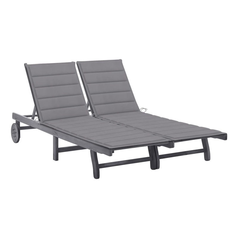 vidaXL Solid Acacia Wood Sun Lounger in Gray