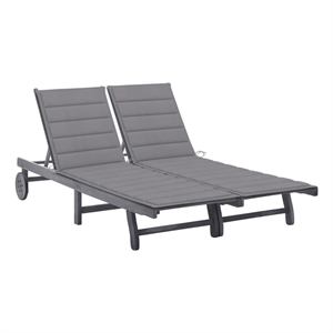 vidaXL Solid Acacia Wood Sun Lounger in Gray