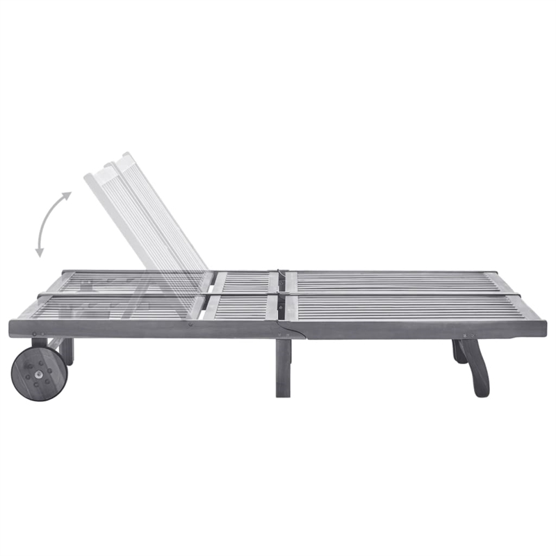 vidaXL Solid Acacia Wood Sun Lounger w/ Adjustable Armrests in Gray