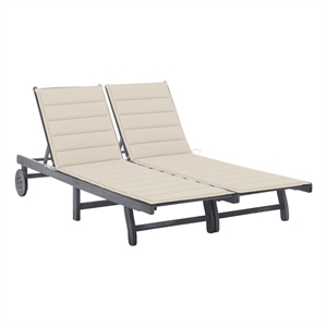 vidaXL Solid Acacia Wood Sun Lounger w/ Adjustable Armrests in Gray