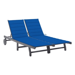 vidaXL 78.7&quot Solid Acacia Wood Sun Lounger in Gray