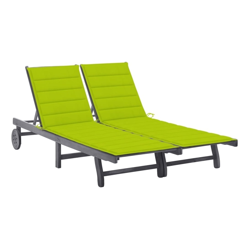 vidaXL Solid Acacia Wood Height-Adjustable Sun Lounger in Gray