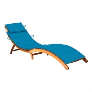 vidaXL Solid Acacia Wood Foldable Sun Lounger in Blue