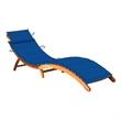 vidaXL Solid Acacia Wood Sun Lounger in Blue Cushion