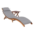 vidaXL Solid Acacia Wood Sun Lounger and Table in Gray