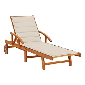 vidaXL Solid Acacia Wood Sun Lounger in Beige