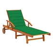 vidaXL Solid Acacia Wood Height-Adjustable Sun Lounger in Green