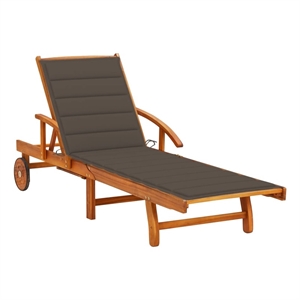 vidaXL Solid Acacia Wood Sun Lounger w/ Adjustable Footrests in Taupe