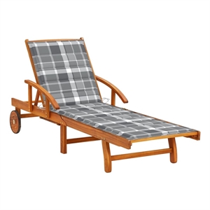 vidaXL Solid Acacia Wood Sun Lounger with Cushions in Gray