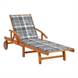 vidaXL Solid Acacia Wood Sun Lounger with Cushions in Gray