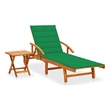 vidaXL Solid Acacia Wood Sun Lounger and Table in Green