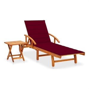 vidaXL Sun Lounger and Table in Wine Red