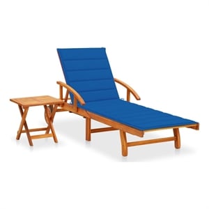 vidaXL Sun Lounger and Table in Royal Blue
