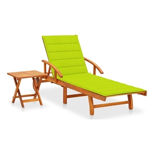 vidaXL Sun Lounger and Table in Brown/Green