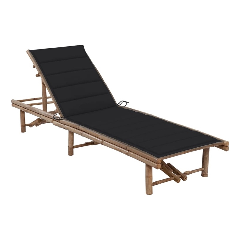 vidaXL Standard Foldable Sun Lounger in Black
