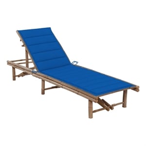 vidaXL Patio Sun Lounger with Cushion in Blue