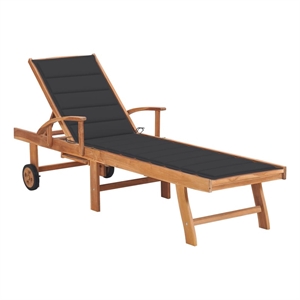 vidaXL Teak Wood Sun Lounger in Anthracite/Dark Gray