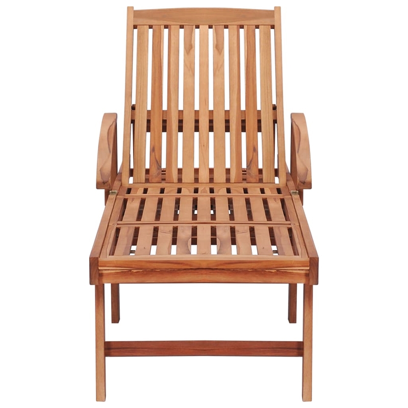 vidaXL Solid Teak Wood Sun Lounger in Gray