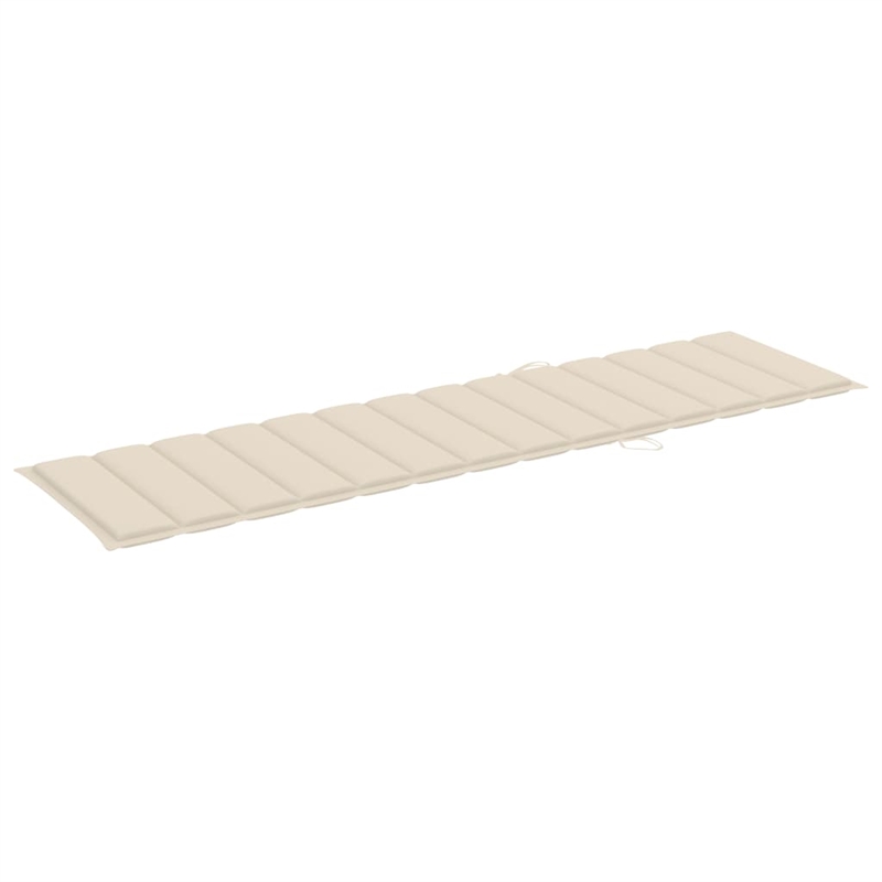 vidaXL Solid Teak Wood Sun Lounger in Cream