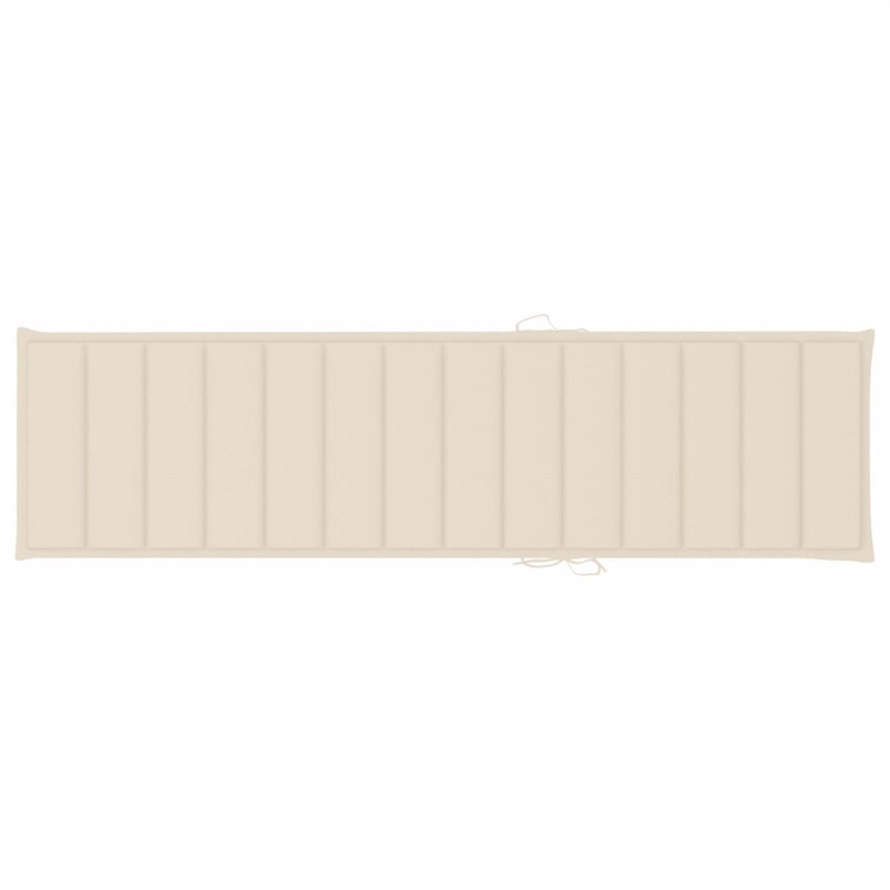 vidaXL Solid Teak Wood Sun Lounger in Cream