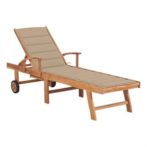 vidaXL  Solid Teak Wood Sun Lounger with Beige