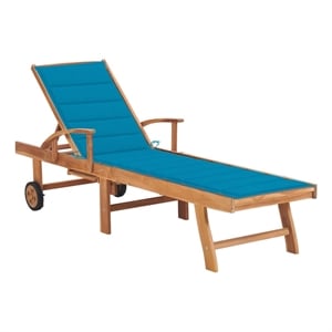 vidaXL Teak Wood Sun Lounger in Blue