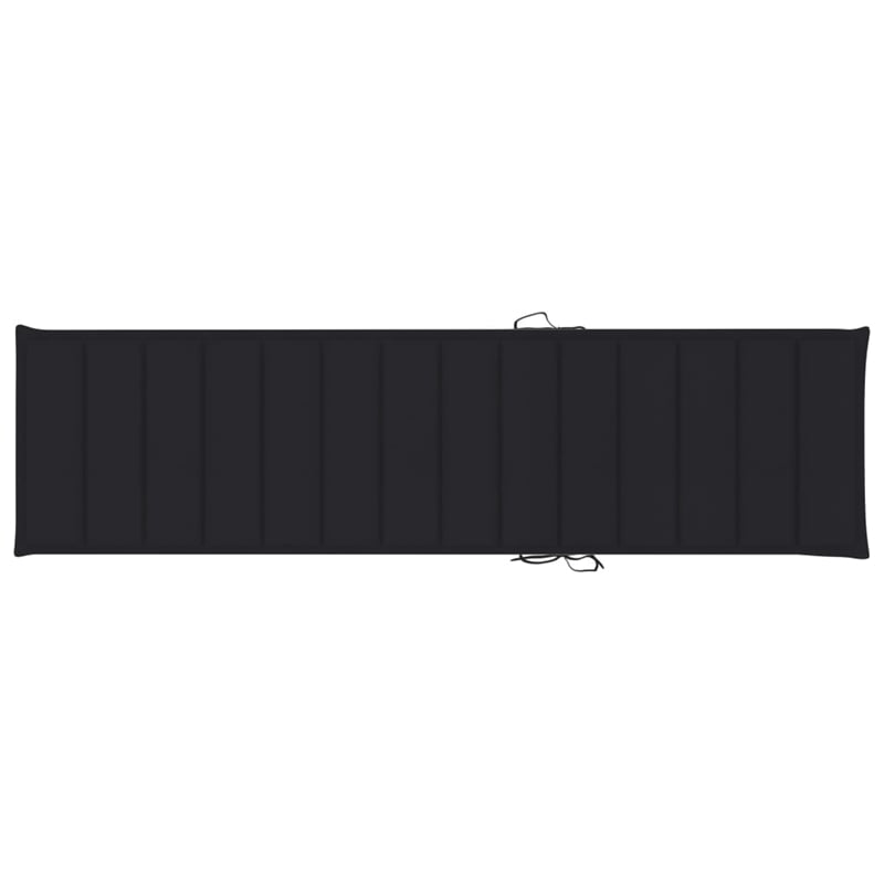 vidaXL Teak Wood Sun Lounger in Black Cushion