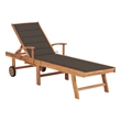 vidaXL Height-Adjustable Teak Wood Sun Lounger in Taupe