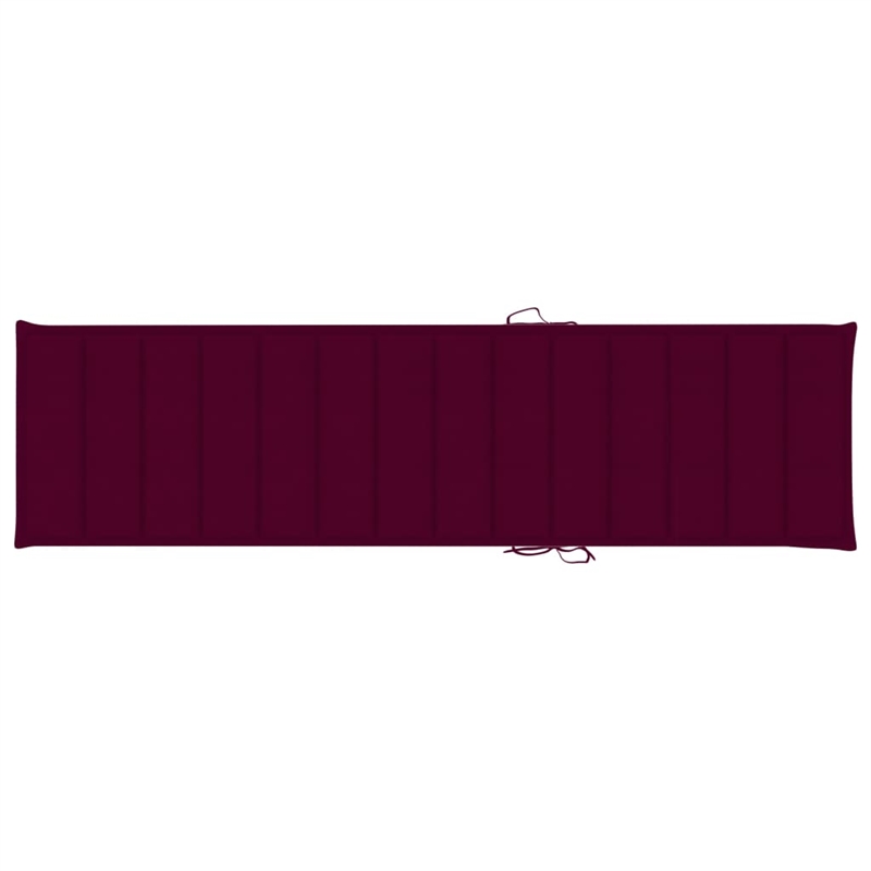 vidaXL Solid Teak Wood Sun Lounger in Wine Red Cushion